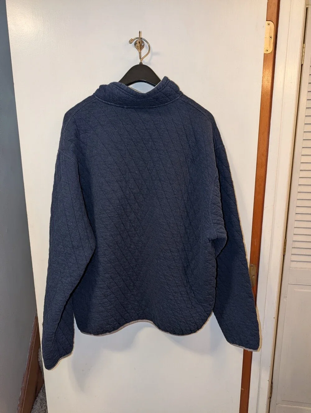 Orvis Quilted Quarter T Snap Pullover Mens XL Navy 2EG2 Outdoor Hiking Trout Bum